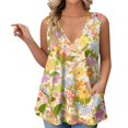 thumbnail image 1 of GIPQJK Womens Tank Tops Plus Size V Neck Sleeveless Workout Tank Top Loose Fit Floral Print 2025 Summer Workout Tank Top with Pockets,Yellow 2XL, 1 of 5
