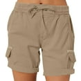 thumbnail image 1 of GIPQJK Womens hiking Shorts Knee Length Cargo Shorts Loose Fit Bermuda Shorts Elastic Waist Golf Active Shorts with Pockets,Khaki 2XL, 1 of 5