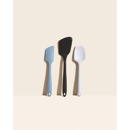 GIR Get it Right 3 Piece Silicone Kitchen Utensils Set Heat Resistant Up To 425°F Spatula, Flip & Spoonula as Kitchen Tools, Slate, Black, White