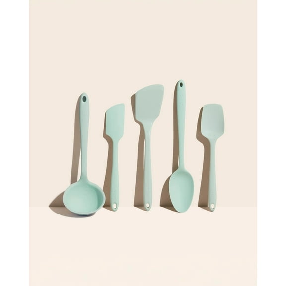 GIR Get It Right 5-Piece Silicone Kitchen Utensil Set, Ladle, Spatula, Flip, Spoon & Spoonula, Ultimate, Mint