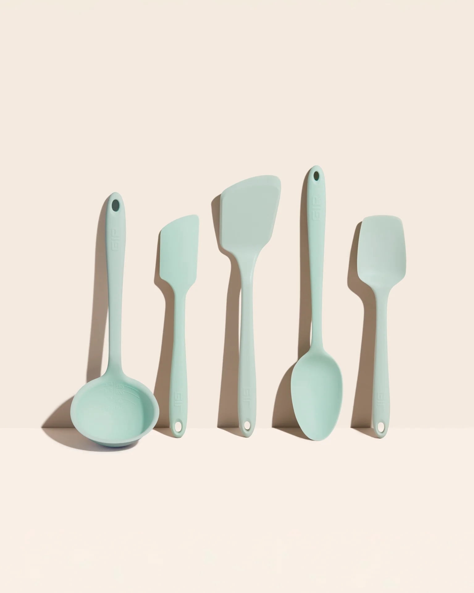 GIR Get It Right 5 Piece Ultimate Silicone Cooking Utensils Set 425°F Heat Resistant Nonstick Ladle, Silicone Spatula, Flip, Spoon & Spoonula, Mint
