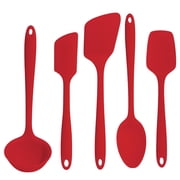 GIR Get It Right 5 Piece Essentials Silicone Cooking Utensils Set Nonstick Heat Resistant Kitchen Utensils for Cooking and Baking, Cherry Red