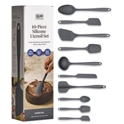 GIR Get It Right 10 Piece Essentials Silicone Cooking Utensils Set Nonstick 425 F Heat Resistant Kitchen Utensils Set for Cooking and Baking, Charcoal