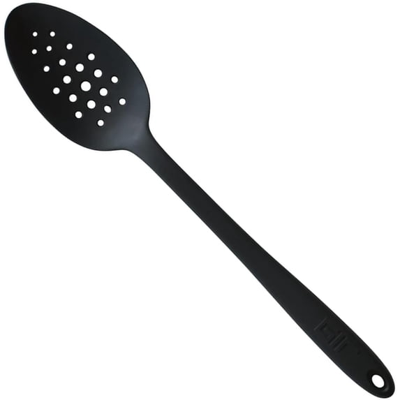 GIR Get It Right Silicone Slotted Spoon Kitchen Cooking Utensils, Heat Resistant Nonstick Serving Spoons for Cooking, 13 Inch, Perforated, Black