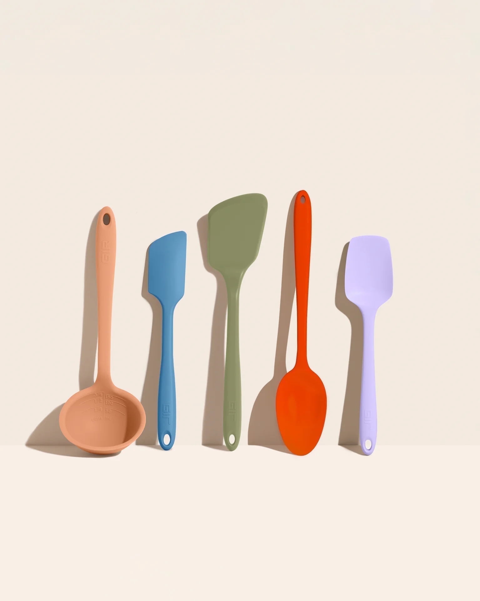 GIR Get It Right 5 Piece Ultimate Silicone Cooking Utensils Set 425°F Heat Resistant Ladle, Silicone Spatula, Flip, Spoon & Spoonula, Mediterranean