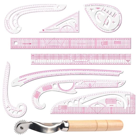GIRACOA 10 PCS Sewing Ruler Set, French Curve Clear Sewing Tailors for for Pattern Making, Beginners, Tailors, Designers