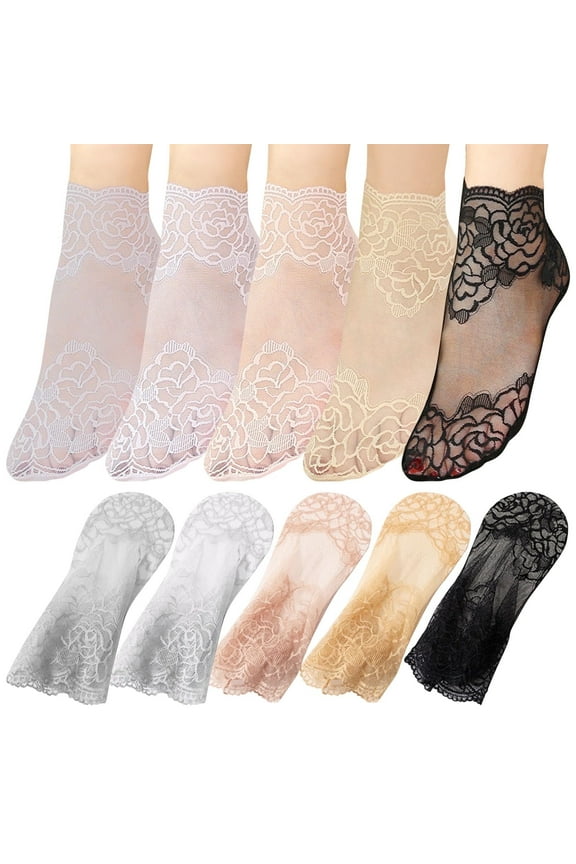 10 Pairs Lace Socks Women Multi-Colored Fishnet Socks Transparent Socks Tulle Thin Nylon Socks Women Sheer Stockings Elegant Ankle Socks Lace Socks Transparent Mesh Summer Socks Women