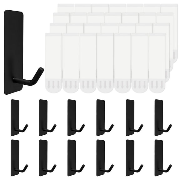 GIRACOA 12 PCs Towel Hooks with 28 PCs Adhesive Strips, Heavy Duty Wall Hooks for Towel, Robe, Key, Classroom Decor, Dorm Room Rv Essentials