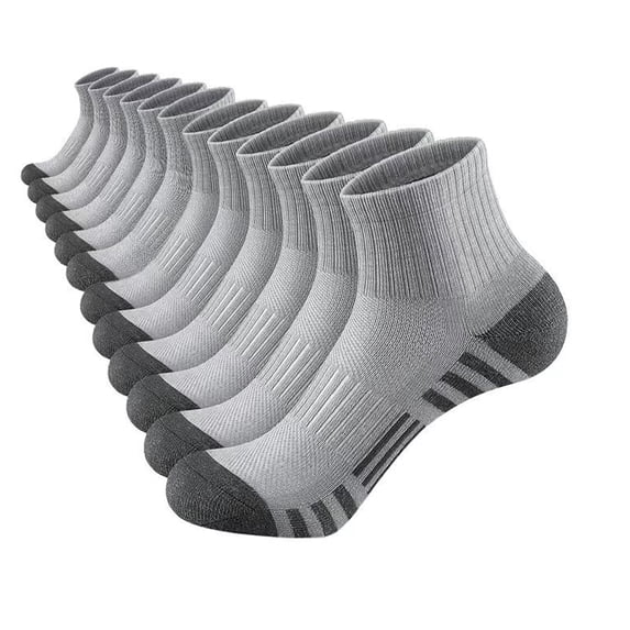 SPOKKI 12 Pairs Men's Quarter Socks, Athletic Ankle Socks with Cushioned Sole & Arch Support for Gym, Work & Daily Wear