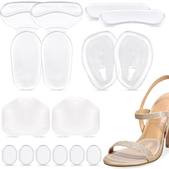 GIRACOA 14 Pieces High Heel Cushion Pads,Silicone Shoe Inserts for Shoes too Big,Self-Adhesive Non-Slip Silicone Heel Protectors,Gel Heel Pads for Women and Men
