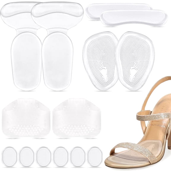 SPOKKI 14 Pieces High Heel Cushion Pads,Silicone Shoe Inserts for Shoes too Big,Self-Adhesive Non-Slip Silicone Heel Protectors,Gel Heel Pads for Women and Men