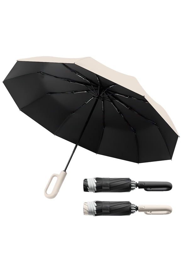 2 PCS Compact Travel Umbrellas  Auto Open Close, UPF 50+ Sun Protection & Reflective Strip for Safety