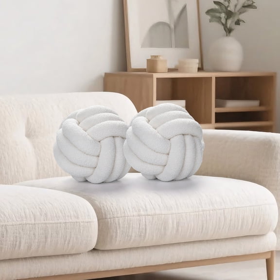 GIRACOA 2 PCS Knot Ball Plush Pillows, 8.7 Inch Soft Decorative Throw Pillows for Couch, Sofa, Bed, Living Room & Home Office Decor
