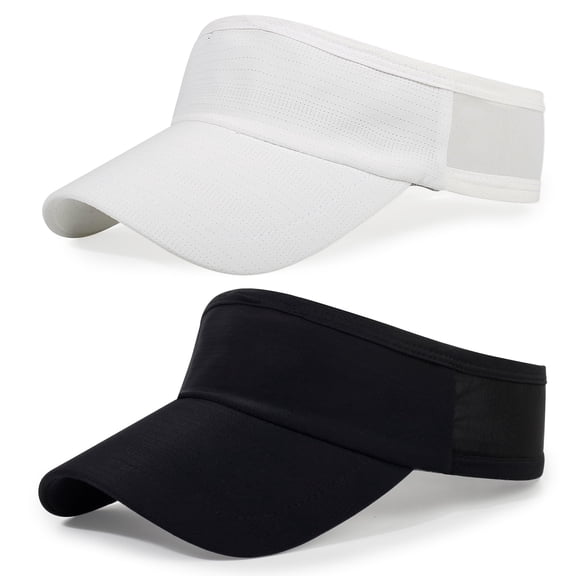 GIRACOA 2 Pack Sports Sun Visor Hats Men Women, Breathable Lightweight Cooling Stretchy Cap for Running, Tennis, Golf