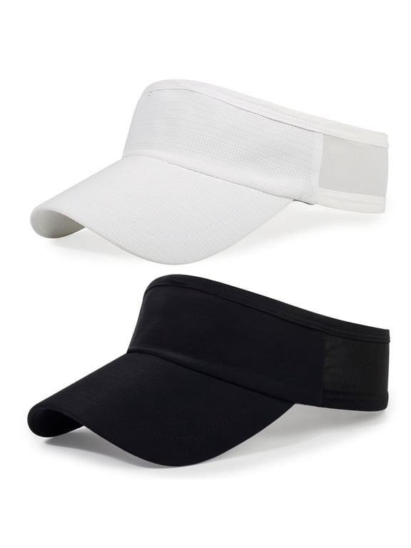 2 Pack Sports Sun Visor Hats Men Women, Breathable Lightweight Cooling Stretchy Cap for Running, Tennis, Golf