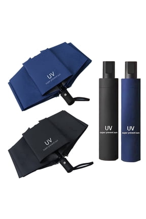 2-Pack Travel Umbrella, Automatic Windproof Compact UV Sun Protection Folding Umbrella for Backpack, Lightweight