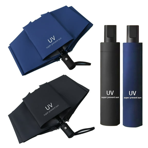 GIRACOA 2-Pack Travel Umbrella, Automatic Windproof Compact UV Sun Protection Folding Umbrella for Backpack, Lightweight
