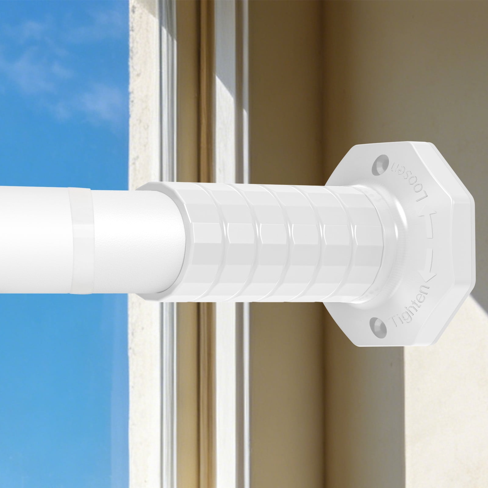 GIRACOA 2-in-1 Adjustable Curtain Rod, No Drill Tension & Screw Mount, Octagon Anti-Slip Base, Holds 40 lbs, Rust-Resistant for Bathroom Bedroom Living Room Patio (51-109 Inch, White)