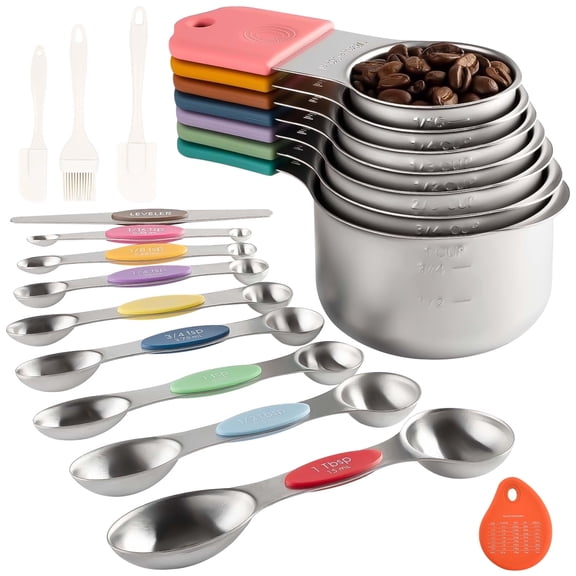 GIRACOA 20-Piece Magnetic Measuring Cups and Spoons Set, Stainless Steel Measuring Cups, Kitchen Cooking & Baking Gadgets