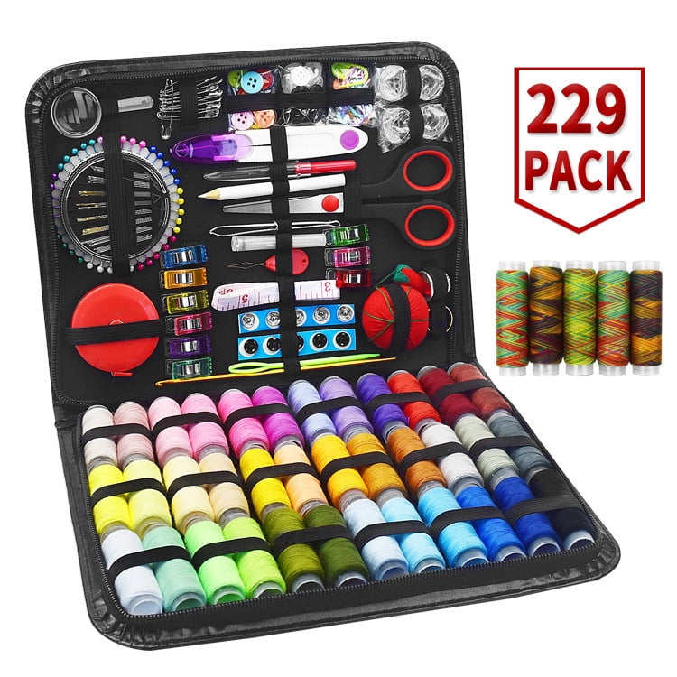 GIRACOA 229 Pcs Large Sewing Kit for Adults, 41 Color Thread Spools, Portable Needle and Thread Kit for Sewing, Scissors and Accessories for Beginners Travel Home Mending