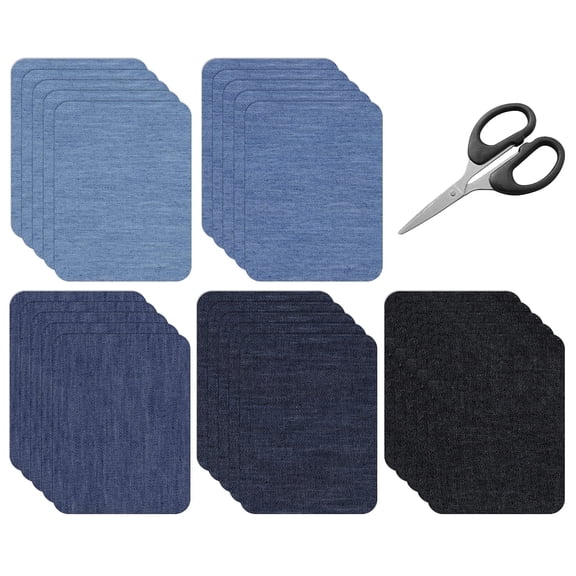 GIRACOA 26 Pcs Iron on Patches Set, 25 Pcs Denim Iron-on Repair Patch with A Scission for Clothing Repair and Decoration(4.9*3.7inch, 5 Colors )