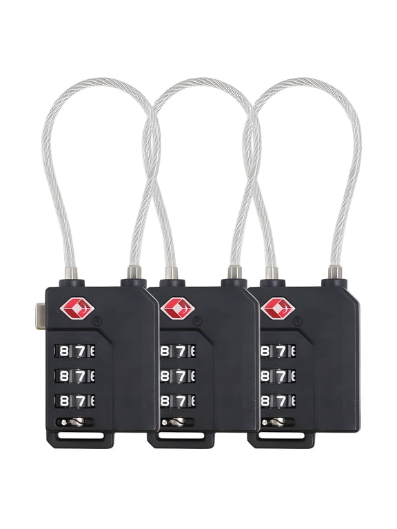 3 PCs TSA Locks for Luggage, 3 Digit Combination TAS Approved Locks for Suitcase Resettable Code Lock with Zinc Alloy Body