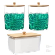 GIRACOA 3 Pack Laundry Powder Container & Dryer Sheet Holder, Laundry Pods Container With Bamboo Lids, Scoops