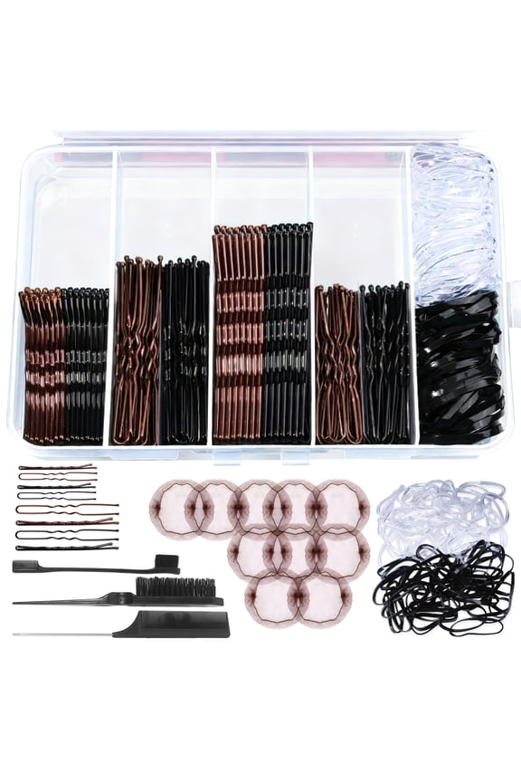 333 Pcs Dance Hair Accessories Kit, Dance Stuff with 100 U-shaped Pins, 100 Bobby Pins, 120 Elastic Rubber Bands, 10 Invisible Hair Nets, 3 Hair Combs, for Dance Fix Wigs Hair and Bun