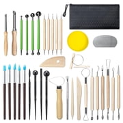 GIRACOA 36-Piece Polymer Clay Tools Set, Professional Pottery Sculpting Tools Kit with Storage Bag, Stainless Steel Detail Carving Tools, Ball Stylus, Dotting Tools for Ceramic Air Dry Modeling Clay