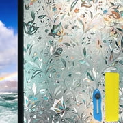 GIRACOA 3D Stained Window Privacy Film, 31.5" x 78.7" Rainbow Decorative Static Cling Glass Sticker, No Glue Window Film for Bathroom Front Door Home