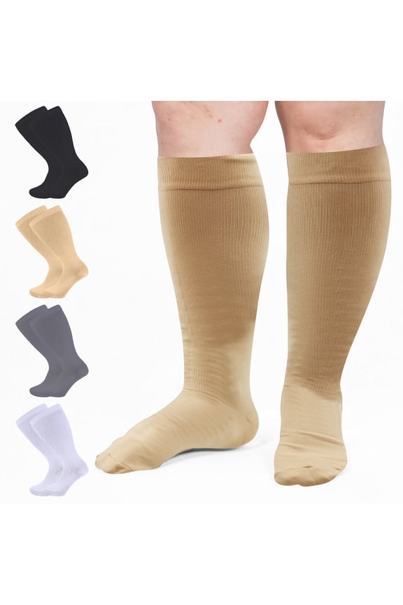 4 Pairs Plus Size Socks for Women Wide Calf, Extra Large Size Knee Socks(4X-Large)
