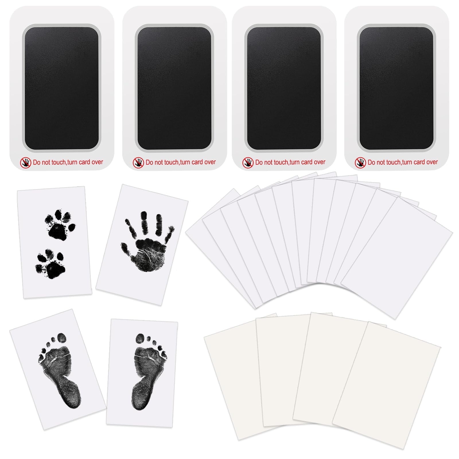 GIRACOA 4 Pieces Baby Footprint Handprint Kit, Safe Non-Toxic Inkless Baby Ink Pad with 12 Cards