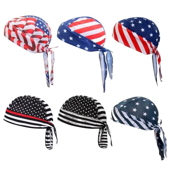 GIRACOA 6 PCS Do Rag Skull Caps for Men  Sweat-Wicking Helmet Liner Beanie, Ideal for Cycling & Motorcycle Riding
