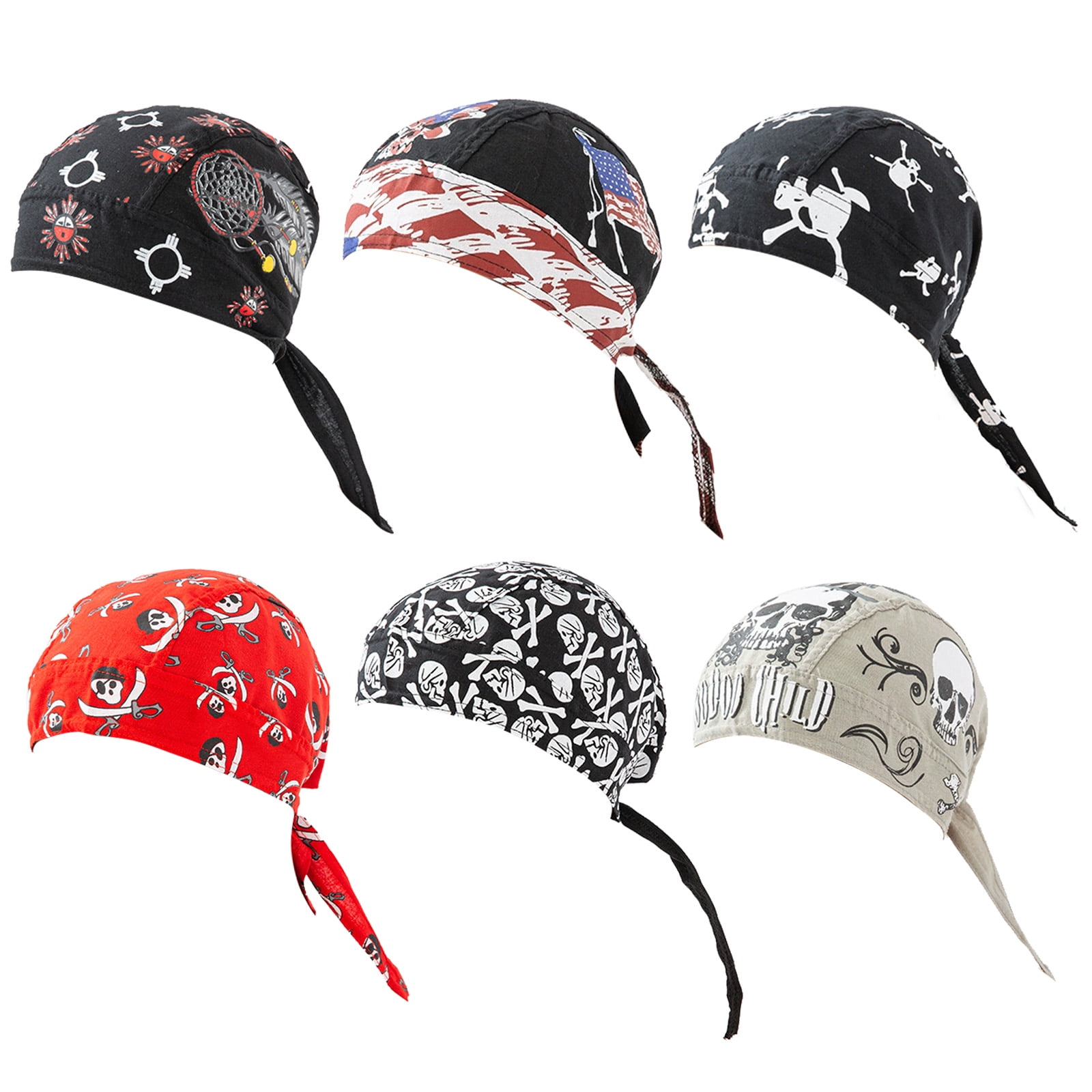 GIRACOA 6 PCS Do Rags, Skull Caps Breathable Helmet Linner Beanie for ...