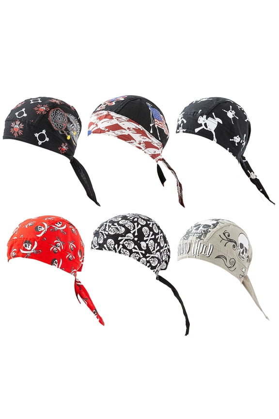 6 PCS Do Rags, Skull Caps Breathable Helmet Linner Beanie for Men and Women