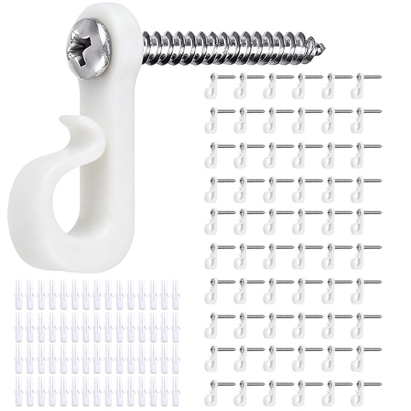GIRACOA 60 PCS String Light Hanger Hooks for Outdoor, Screw in Weatherproof Light Hanger for Hanging Christmas Lights and Wire, Cable, Fairy Lights, Wind Chimes (White)