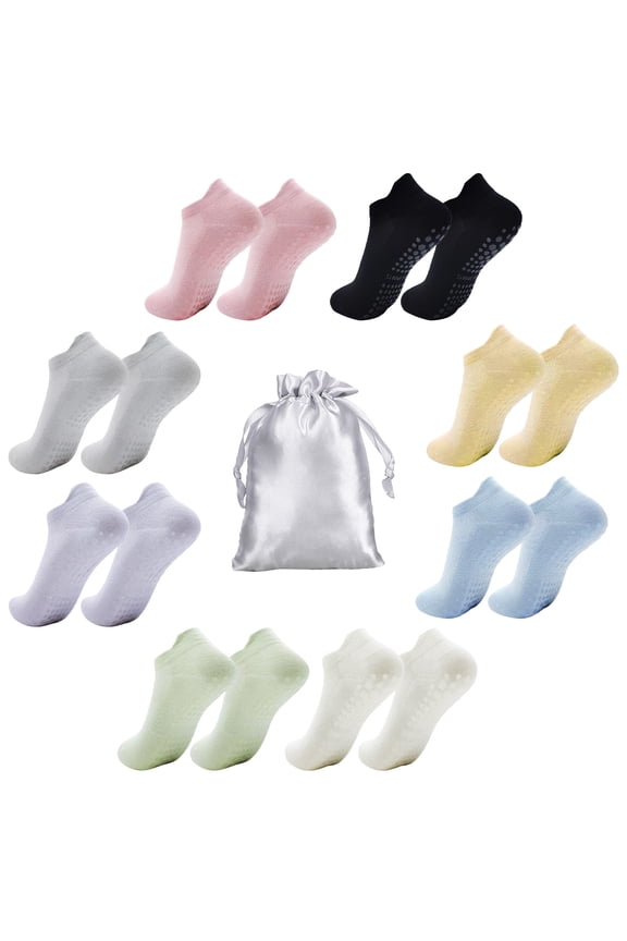 8 Pairs Non-Slip Yoga Socks for Women, Non-Slip Yoga Socks for Women Breathable Pilates Socks Non-Slip Yoga Socks for Women Girls for Yoga Pilates Barre Dance Fitness