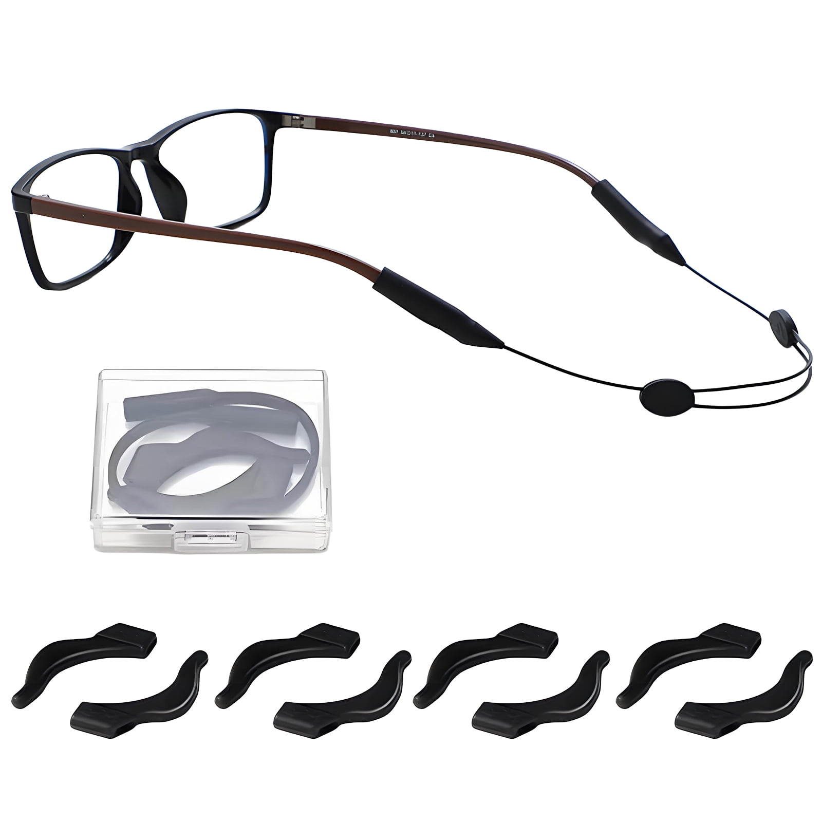 GIRACOA 8 Pcs Adjustable Glasses Straps, Silicone Eyeglasses Retainer for Sports, Soft Steel & Silicone Sunglasses Holder for Men Women