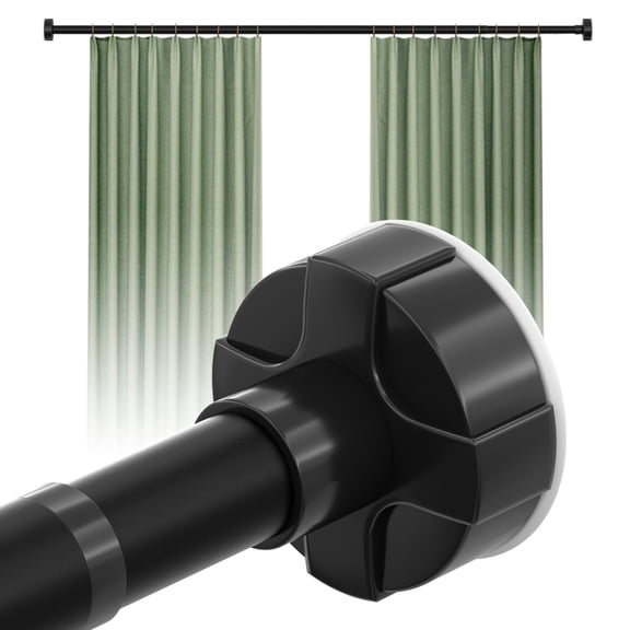 GIRACOA Adjustable Curtain Rod 47-74 Inch, No Drill Tension Curtain Rod with Metal Inner Lock, Heavy Duty Extendable Shower Curtain Rod for Bathroom Kitchen Closet Doorway, 25mm Carbon Steel, Black