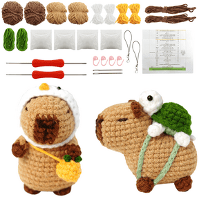 GIRACOA Capybara Crochet Kit for Beginners - Includes Yarn, Hook & Video Tutorial, DIY Animal Craft