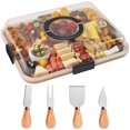 thumbnail image 1 of GIRACOA Charcuterie Board with Clear Lid & Handle – 4 Cheese Tools Included, Compartmentalized Cutting Board for Parties, Travel & Picnics, 1 of 7