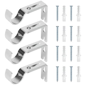 GIRACOA Curtain Rod Brackets Adjustable, 4-Pack Heavy Duty Metal Drapery Rod Holders for 1 Inch Rods, Extendable Wall Mount Hooks for Window Curtains and Blinds, Sliver