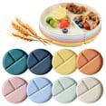 thumbnail image 1 of GIRACOA Divided Plates for Adults – 8 Pcs 9-Inch Reusable Wheat Straw Plates, 3-Compartment Food Separator Dinner Plates, 1 of 7