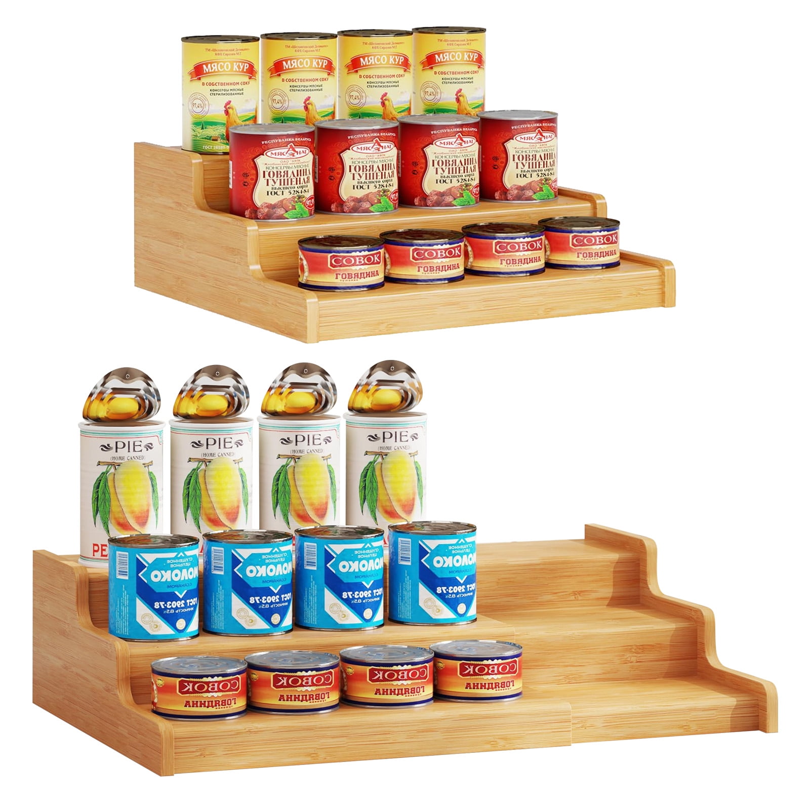 GIRACOA Expandable Bamboo Spice Rack – 3-Tier Cabinet Organizer for Kitchen, Pantry & Cupboard Storage