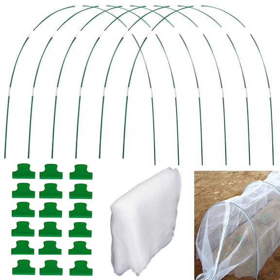 GIRACOA Extra Large Garden Netting & Hoops Kit - 30.2fts Ultra-Fine Insect Barrier Mesh Plant Cover with 6 Fiberglass Support Arches - DIY Grow Tunnel Protection for Raised Beds & Vegetables