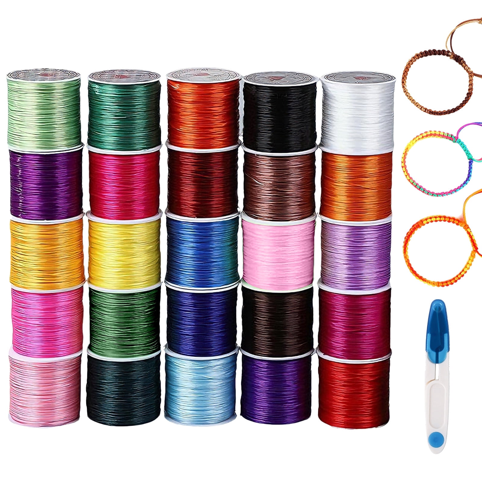 GIRACOA Elastic Nylon String for Bracelets, 25 Rolls 0.8mm Stretch ...