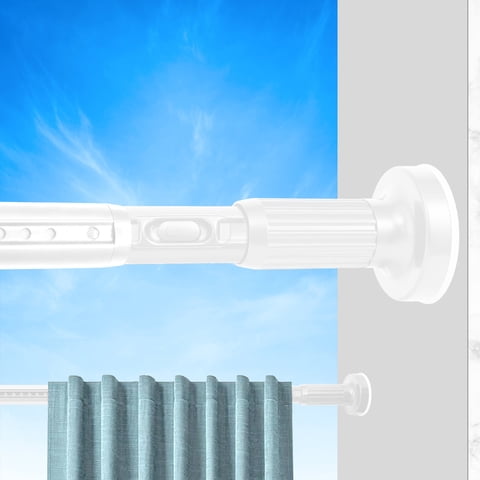 GIRACOA One-Push Tension Curtain Rod, 39-86 Inches Extra Long No Drill Adjustable Spring Rod, Heavy Duty 427 lbs Support, Rustproof Steel for Patio Outdoor Bathroom Window, Matte White