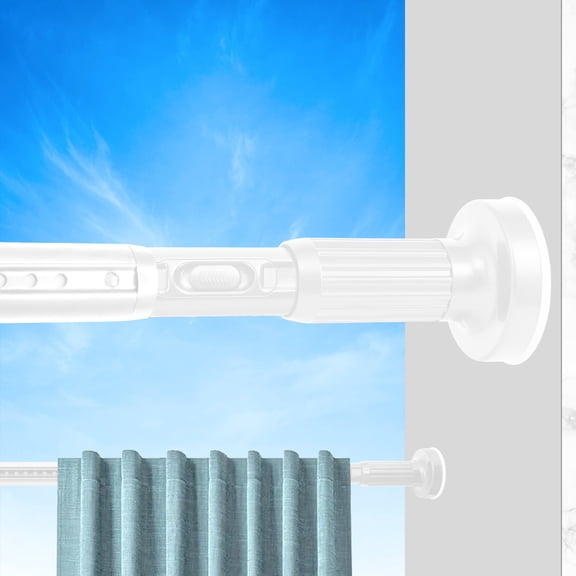 GIRACOA One-Push Tension Curtain Rod, 39-86 Inches Extra Long No Drill Adjustable Spring Rod, Heavy Duty 427 lbs Support, Rustproof Steel for Patio Outdoor Bathroom Window, Matte White