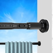 GIRACOA One-Push Tension Curtain Rod, 39-122 Inches Extra Long No Drill Adjustable Spring Rod, Heavy Duty 723 lbs Support, Rustproof Steel for Patio Outdoor Bathroom Window, Matte Black