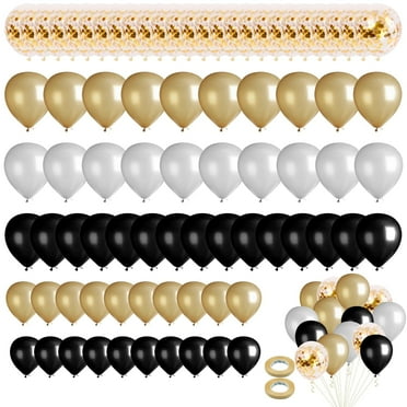 GIRACOA Pack of 80 pcs Black Balloons and Confetti Balloons, Gold Balloon, Silver Balloon, Birthday Balloons, Wedding Balloon, Baptism Balloon, as Birthday Wedding Baby Party Decoration